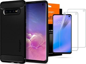 Spigen Etui Spigen Rugged Armor do Samsung Galaxy S10 Matte Black +Folia Neo Flex uniwersalny 11