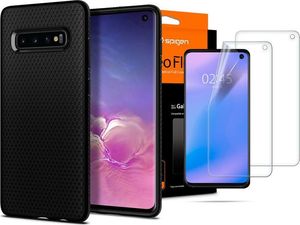 Spigen Etui Spigen Liquid Air do Samsung Galaxy S10 Matte Black +Folia Neo Flex uniwersalny 10