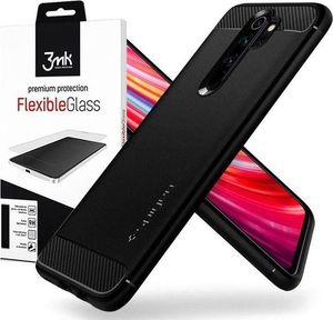 Spigen Etui Spigen Rugged Armor do Xiaomi Redmi Note 8 Pro Matte Black + Szkło 3mk uniwersalny 5