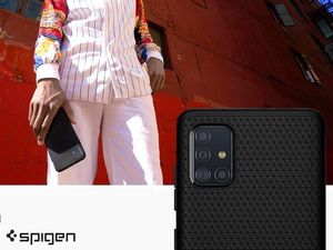 Spigen Etui Spigen Liquid Air do Samsung Galaxy A51 Matte Black + Szkło 3mk uniwersalny 2