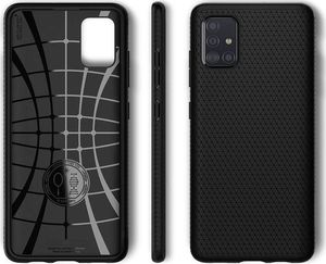 Spigen Etui Spigen Liquid Air do Samsung Galaxy A51 Matte Black + Szkło 3mk uniwersalny 6