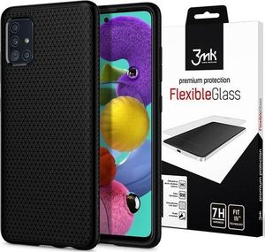 Spigen Etui Spigen Liquid Air do Samsung Galaxy A51 Matte Black + Szkło 3mk uniwersalny 7