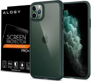 Spigen Etui Spigen Ultra Hybrid do Apple iPhone 11 Pro Midnight green + Szkło Alogy uniwersalny 9