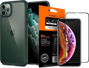 Spigen Etui Spigen Ultra Hybrid do Apple iPhone 11 Pro Midnight green + Szkło SGP uniwersalny 9