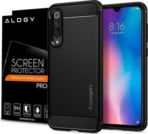 Spigen Etui Spigen Rugged Armor do Xiaomi Mi 9 SE Matte Black + Szkło Alogy uniwersalny 5
