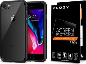 Spigen Etui Spigen Ultra Hybrid 2 Apple iPhone 7/8/SE 2020 Black + Szkło Alogy uniwersalny 10