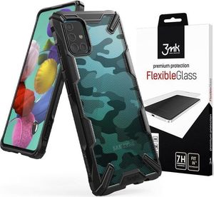 Ringke Etui Ringke Fusion X do Samsung Galaxy A51 Camo Black + Szkło 3mk uniwersalny 7