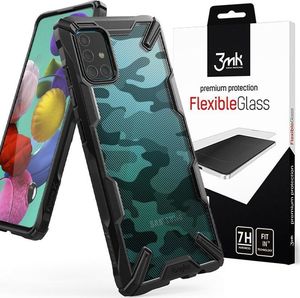 Ringke Etui Ringke Fusion X do Samsung Galaxy A71 Camo Black + Szkło 3mk uniwersalny 7