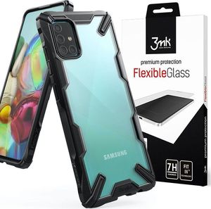 Ringke Etui Ringke Fusion X do Samsung Galaxy A71 Black + Szkło 3mk uniwersalny 7