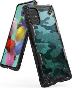 Ringke Etui Ringke Fusion X do Samsung Galaxy A51 Camo Black + Szkło Alogy uniwersalny 2