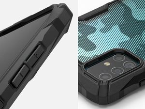 Ringke Etui Ringke Fusion X do Samsung Galaxy A51 Camo Black + Szkło Alogy uniwersalny 5