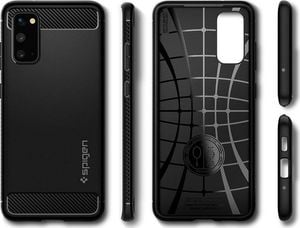 Spigen Etui Spigen Rugged Armor do Samsung Galaxy S20 Matte Black + 2x Folia Neo uniwersalny 2