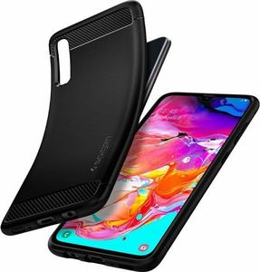 Spigen Etui Spigen Rugged Armor do Samsung Galaxy A70/A70S Matte Black + Szkło uniwersalny 2