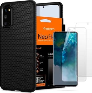 Spigen Etui Spigen Liquid Air do Samsung Galaxy S20 Matte Black + 2x Folia Neo uniwersalny 9