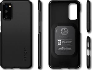 Spigen Etui Spigen Thin Fit do Samsung Galaxy S20 Black + 2x Folia Neo uniwersalny 3