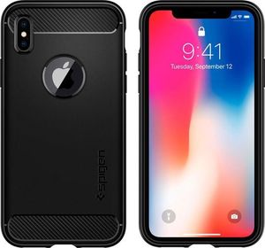 Spigen Etui Spigen Rugged armor Apple iPhone X / Xs + Szkło sgp Glas.tR uniwersalny 2