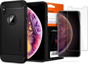 Spigen Etui Spigen Rugged armor Apple iPhone X / Xs + Szkło sgp Glas.tR uniwersalny 6