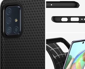 Spigen Etui Spigen Liquid Air do Samsung Galaxy A71 Matte Black + Szkło Alogy uniwersalny 3