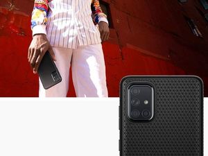 Spigen Etui Spigen Liquid Air do Samsung Galaxy A71 Matte Black + Szkło Alogy uniwersalny 6