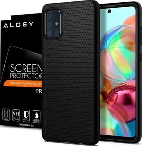Spigen Etui Spigen Liquid Air do Samsung Galaxy A71 Matte Black + Szkło Alogy uniwersalny 9