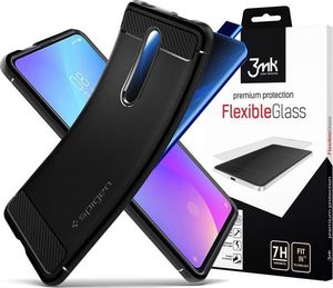 Spigen Etui Spigen Rugged Armor do Xiaomi Mi 9T/ 9T Pro/ K20/ K20 Pro Matte Black + szkło 3mk uniwersalny 6