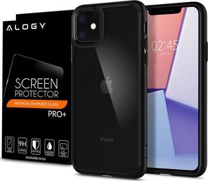 Spigen Etui Spigen Ultra Hybrid do Apple iPhone 11 Matte Black + szkło alogy uniwersalny 6