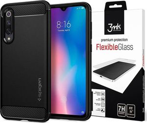 Spigen Etui Spigen Rugged Armor do Xiaomi Mi 9 SE Matte Black + Szkło 3mk uniwersalny 5