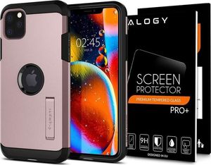 Spigen Etui Spigen Tough Armor do Apple iPhone 11 Pro Rose Gold + Szkło Alogy uniwersalny 9