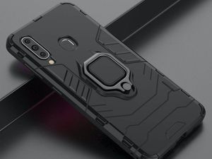 Alogy Etui Alogy Stand Ring Armor do Samsung Galaxy A60/M40 czarne + Szkło Alogy uniwersalny 6