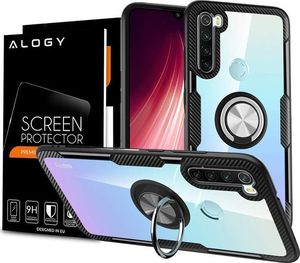 Alogy Etui Alogy Ring Holder Clear Armor do Xiaomi Redmi Note 8 czarne + Szkło Alogy uniwersalny 13