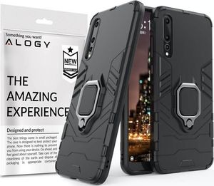 Alogy Etui Alogy Stand Ring Armor do Huawei P20 Pro czarne + Szkło Alogy uniwersalny 2