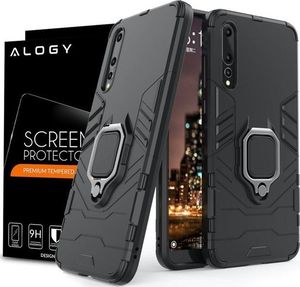 Alogy Etui Alogy Stand Ring Armor do Huawei P20 Pro czarne + Szkło Alogy uniwersalny 7