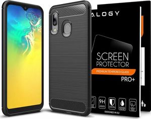 Alogy Etui Alogy Rugged Armor do Samsung Galaxy A20e czarne + Szkło Alogy uniwersalny 9