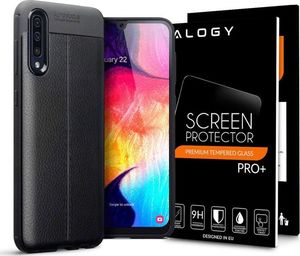 Alogy Etui Alogy Leather Armor do Samsung Galaxy A70/A70S czarne + Szkło Alogy uniwersalny 8