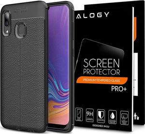 Alogy Etui Alogy Leather Armor do Samsung Galaxy A30 czarne + Szkło uniwersalny 9