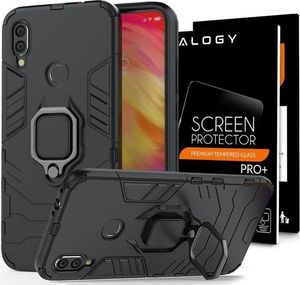 Alogy Etui Alogy Stand Ring Armor do Xiaomi Redmi Note 7/ Note 7 Pro czarne + Szkło Alogy uniwersalny 8