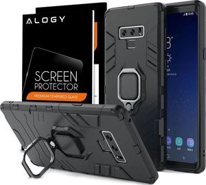 Alogy Etui Alogy Stand Ring Armor do Samsung Galaxy Note 9 czarne + Szkło Alogy uniwersalny 8