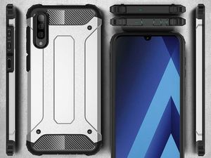 Alogy Etui Alogy Hard Armor do Samsung Galaxy A30S/A50/A50S Srebrne + Szkło uniwersalny 2