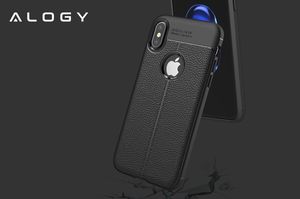 Alogy Etui pancerne Alogy leather case - Apple iPhone X Xs czarne + Szkło uniwersalny 9