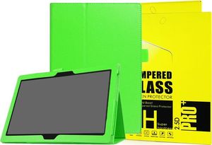 Etui na tablet 4kom.pl Etui Stojak do Lenovo Tab 4 10 F/L TB X304 Zielone + Szkło uniwersalny 4
