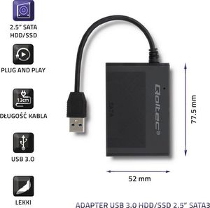 Kieszeń Qoltec USB 3.0 do dysków HDD/SSD 2.5 SATA3 (50644) 3