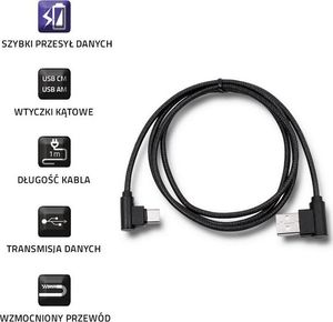 Kabel USB Qoltec USB-A - USB-C 1 m Czarny (5901878504957) 2