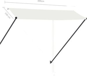 vidaXL Markiza zwijana z LED, 300 x 150 cm, kremowa 8