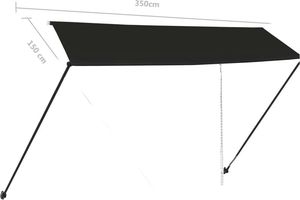 vidaXL Markiza zwijana z LED, 350 x 150 cm, antracytowa 8