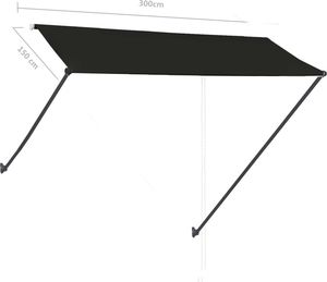 vidaXL Markiza zwijana z LED, 300 x 150 cm, antracytowa 8