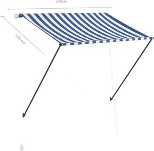 vidaXL Markiza zwijana z LED, 150 x 150 cm, niebiesko-biała 7