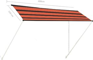 vidaXL Zwijana markiza, 400x150 cm, pomarańczowo-brązowa 6