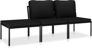 vidaXL 3 częściowy zestaw wypoczynkowy do ogrodu, z poduszkami, PVC, czarny (48593) 2