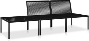 vidaXL 3 częściowy zestaw wypoczynkowy do ogrodu, z poduszkami, PVC, czarny (48593) 3