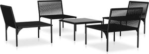 vidaXL 5 częściowy zestaw wypoczynkowy do ogrodu, z poduszkami, PVC, czarny (48590) 3